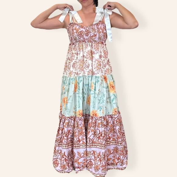 Cotton Maxi Bluebell Mixed Print Dress Free People Medium - Picture 6 of 6